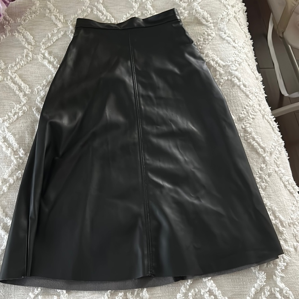 H & M faux leather midi skirt